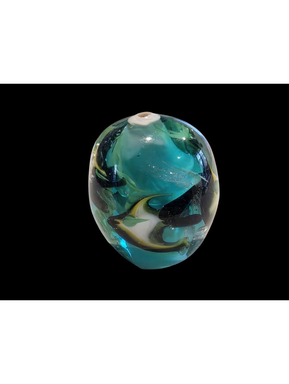 Artisan Lampwork Glass Focal Bead 30mm Encased Aquarium Angelfish Ocean Art 28g